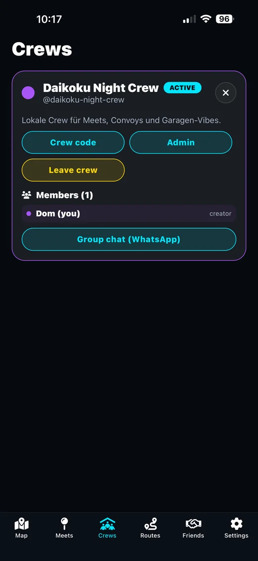 Crew details and members in Street Link